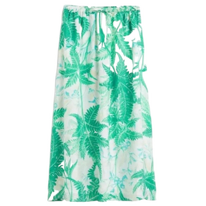 H&M Green and White Palm Print Midi Skirt Extra Small XS
